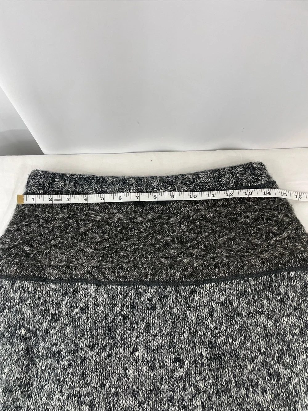 PrAna Knit Sweater Skirt Gray Marled Knit Wool Mohair Blend Flare Hem Boho  M